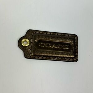 Coach Dark Brown Gold Leather Keychain Key Fob Tag